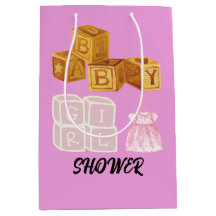 Pink Unique Baby Girl Dice Baby Shower Gift Bag