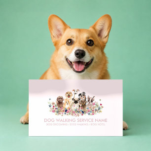 Pink Unique Dog Groomer Pet Business Card