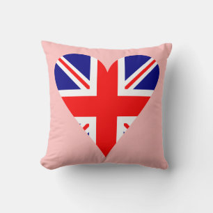 Pink United Kingdom Flag Heart Funky Cushion