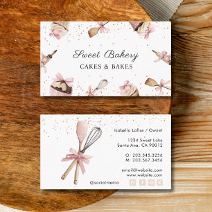 Pink Utensils Kitchen & Cupcake Bakery Business Card