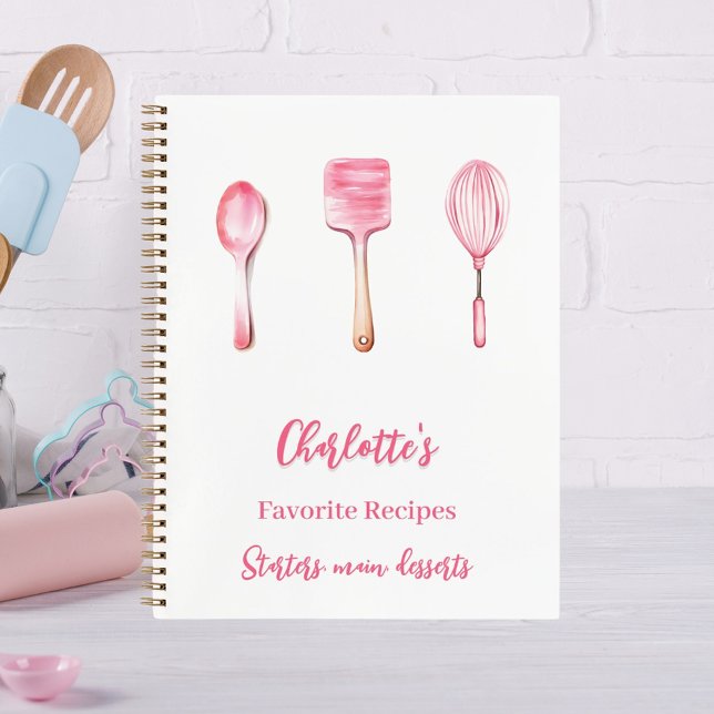Pink utensils script recipe cookbook notebook (Creator Uploaded)