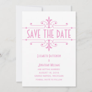 Pink v2 Fancy Ornamental Save the Date Invite