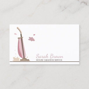Pink Vacuum Cleaner House Cleaning Services Business Card