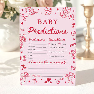Pink Valentine Baby Predictions Baby Shower Game Invitation