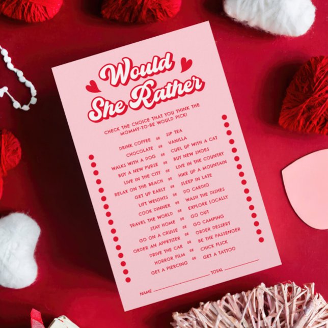 Pink Valentine Baby Shower Would She Rather Game (Creator Uploaded)