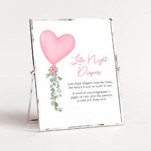 Pink Valentine Balloon Late Night Diapers Poster