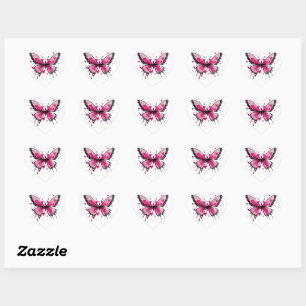 Pink Valentine butterfly Heart Sticker