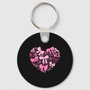 Pink Valentine Coquette Bow Heart Key Ring