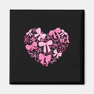 Pink Valentine Coquette Bow Heart Magnet