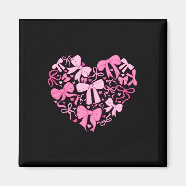 Pink Valentine Coquette Bow Heart  Magnet (Front)