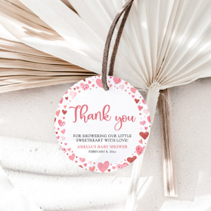 Pink Valentine Girl Little Sweetheart Baby Shower Favour Tags