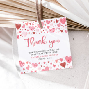 Pink Valentine Girl Little Sweetheart Baby Shower Favour Tags