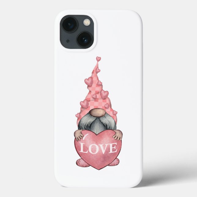Pink Valentine Gnome with Hearts Clipart Case-Mate iPhone Case (Back)