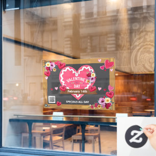 Pink Valentine Heart Window Cling/ 40x28 Customise Cling