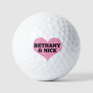 Pink Valentine Heart With Your Personalised Names Golf Balls