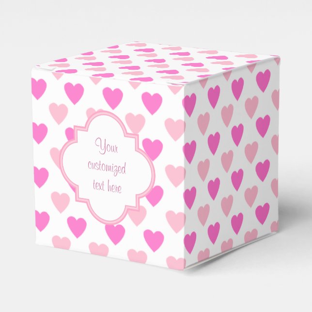 Pink Valentine Hearts Favour Box (Front Side)