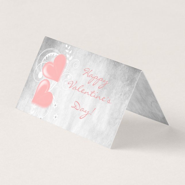 Pink Valentine Hearts Folded Card (Front)