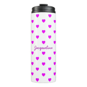 Pink Valentine Hearts on WHITE Thermal Tumbler