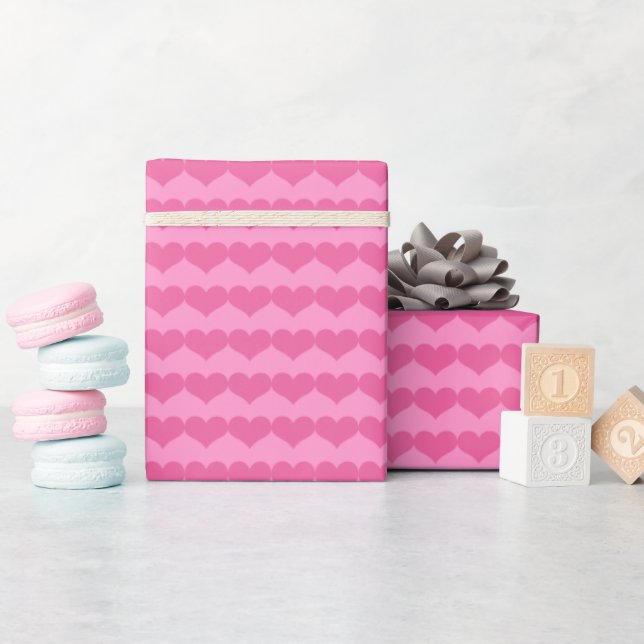 Pink Valentine Hearts Pattern on Lighter Pink Wrapping Paper (Baby Shower)