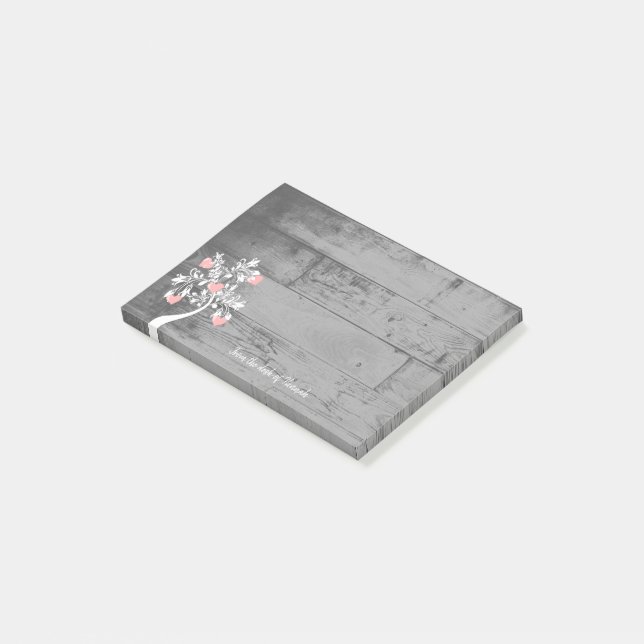 Pink Valentine Hearts Tree Personalised Notes (Angled)