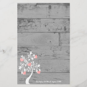 Pink Valentine Hearts Tree Personalised Stationery