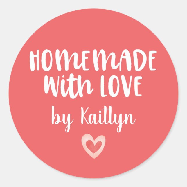 Pink Valentine Homemade With Love Classic Round Sticker (Front)