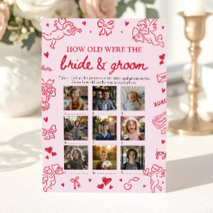Pink Valentine How Old Were The Bride & Groom Game Invitation