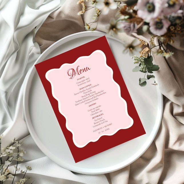 Pink Valentine Kiss the  Party Bridal Shower party Menu (Creator Uploaded)