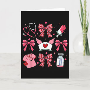 Pink Valentine Nurse Coquette Bow Cupids Favorite Card
