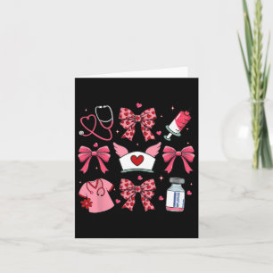 Pink Valentine Nurse Coquette Bow Cupids Favourite Card
