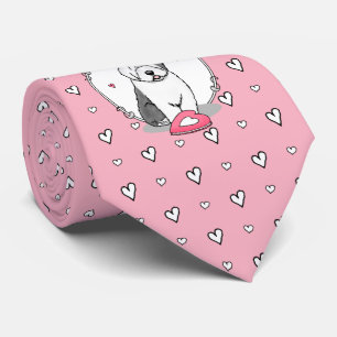 Pink Valentine Old English Sheepdog Dog Gray 1 Fun Tie