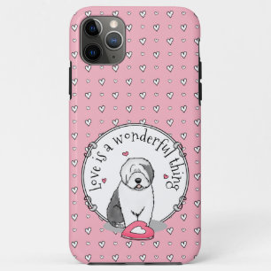 Pink Valentine Old English Sheepdog Dog Grey 1 Fun iPhone 11 Pro Max Case