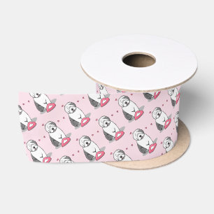 Pink Valentine Old English Sheepdog Dog Grey 1 Fun Satin Ribbon