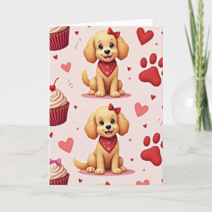 Pink Valentine Puppy Card