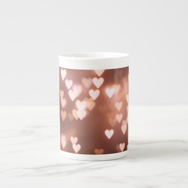 PINK VALENTINE"S DAY HEARTS BONE CHINA MUG (Front)