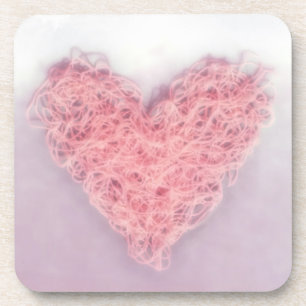 Pink Valentine’s Day Woollen Yarn Knitting Heart Coaster