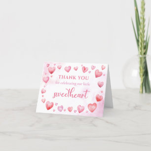 Pink Valentine Sweetheart Birthday Thank You Card