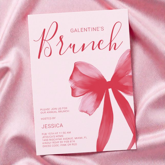 Pink Valentine Watercolor Galentine's Day Brunch Invitation (Pink Valentine Watercolor Galentine's Day Brunch Invitation)