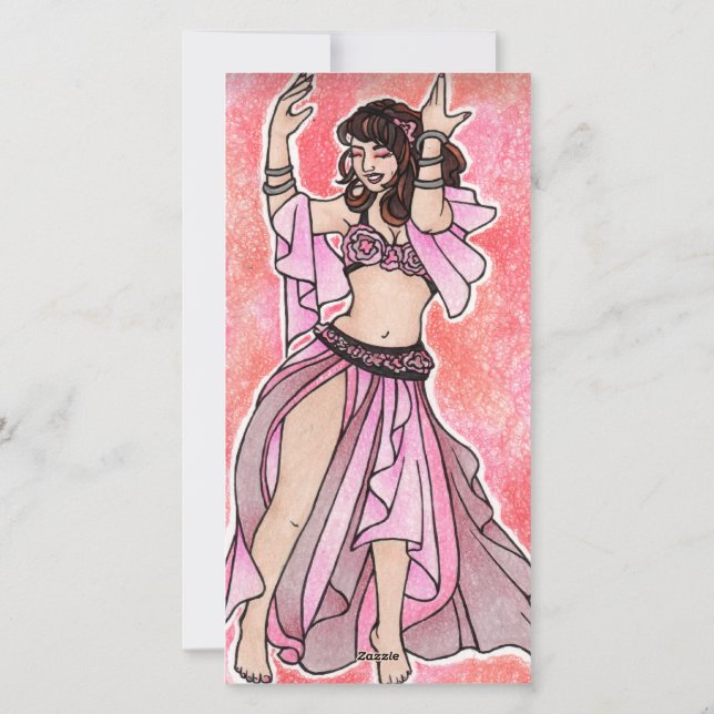 Pink Valentines Belly Dancer Holiday Card (Back)