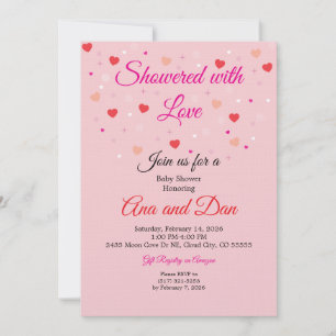Pink Valentines Day Baby Shower Invitations