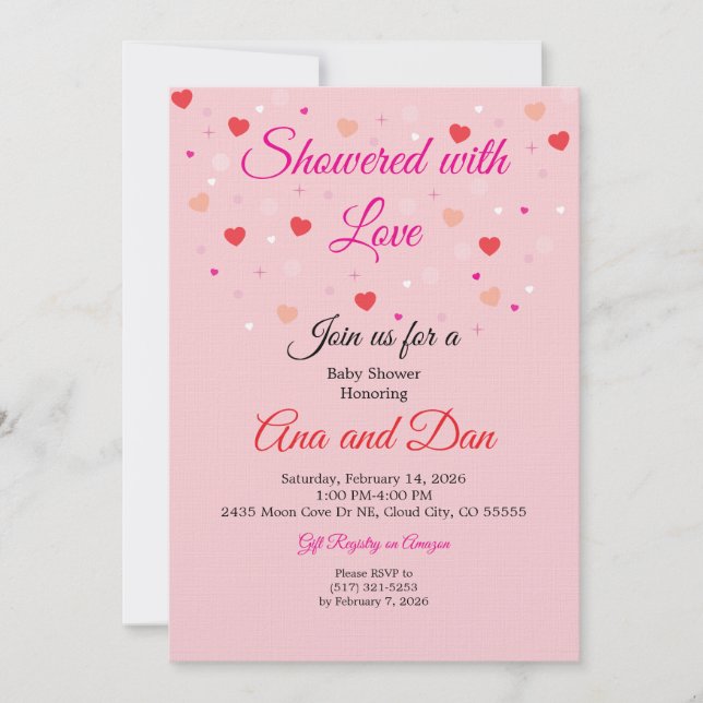 Pink Valentines Day Baby Shower Invitations (Front)