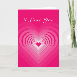 Pink Valentine's Day Card with Hearts - I Love You