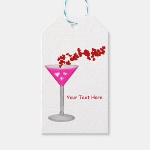 Pink Valentine's Day Cocktail Custom Party Favour Gift Tags
