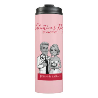 pink Valentine's Day doctors in love Thermal Tumbler