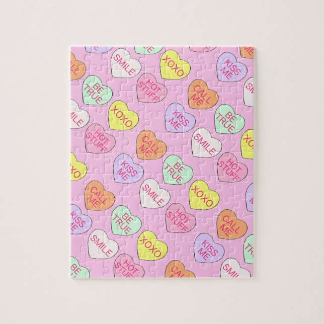 Pink Valentine's Day Gift Love Sweet Candy Hearts Jigsaw Puzzle (Vertical)