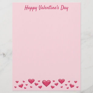 Pink Valentine's Day Hearts & Custom Text Custom Letterhead