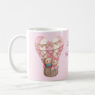 Pink Valentine's Day teddy bear hot air balloon Coffee Mug