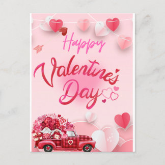 Pink Valentines Heart Card Greeting Card