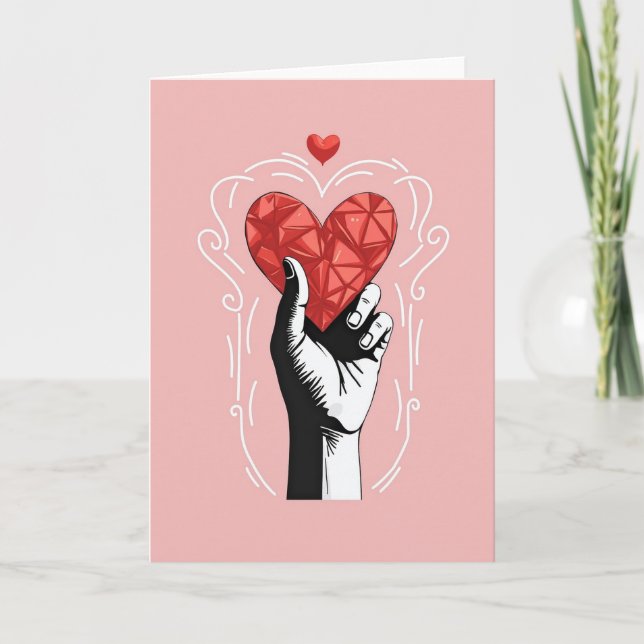 Pink Valentines Heart For Loved One Card (Front)