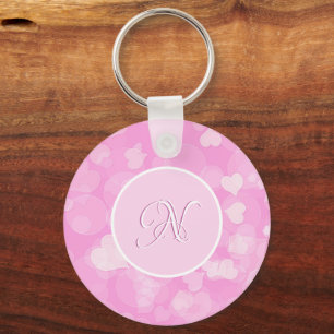 Pink Valentine's Hearts Gift. Text Key Ring